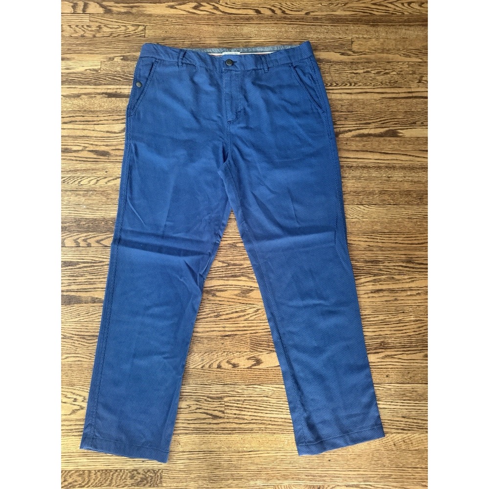 Carbon2Cobalt Mens 36 Blue Micro Dot Pants Cotton Chino Straight Leg Excellent